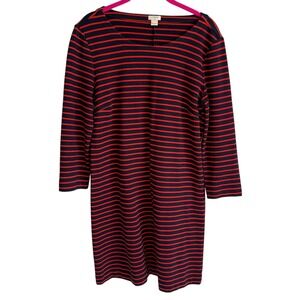 J.CREW Navy and Red Striped Round Neck Ladies Maritime Dress,‎ S
